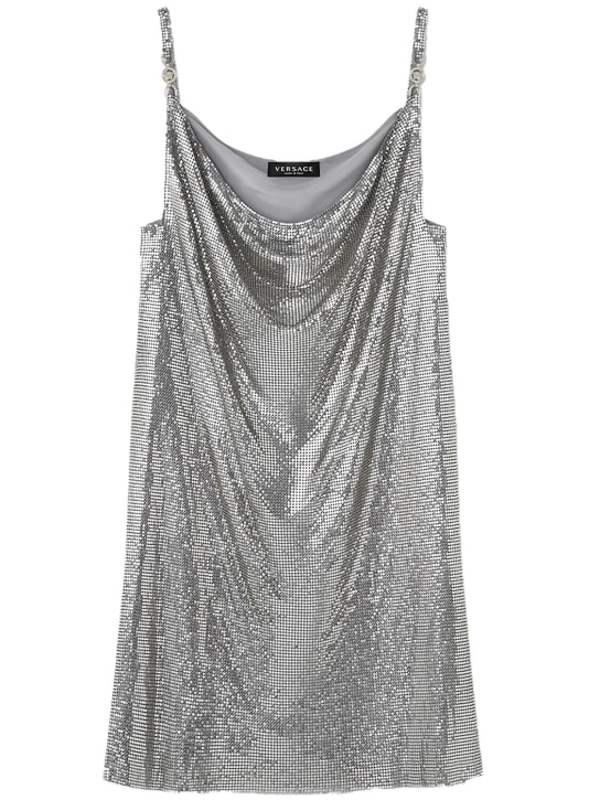 Versace: Minikleid aus Mesh - Silber - women_0 | Luisa Via Roma