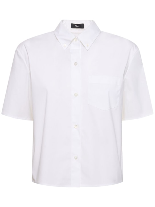 Theory: Boxy cotton blend shirt - Beyaz - women_0 | Luisa Via Roma