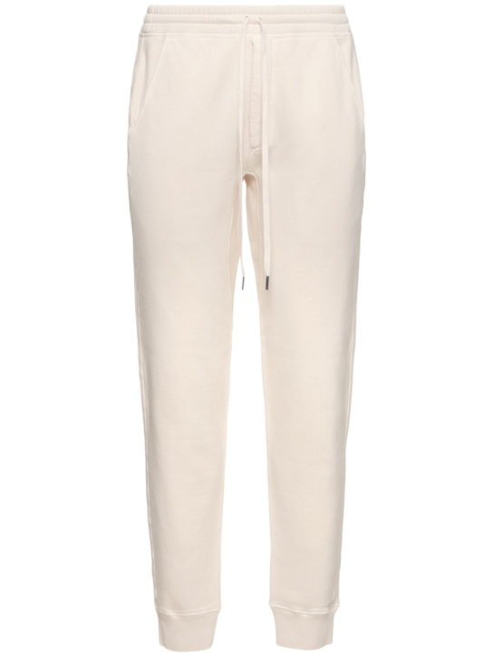 Tom Ford: Pantaloni in felpa tinta in capo effetto vintage - Avorio - men_0 | Luisa Via Roma