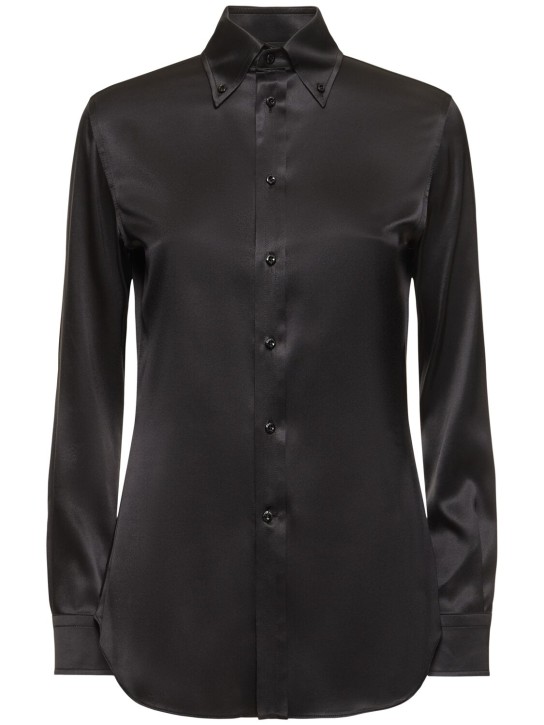 Ralph Lauren Collection: Cameron ストレッチシルクシャツ - ブラック - women_0 | Luisa Via Roma