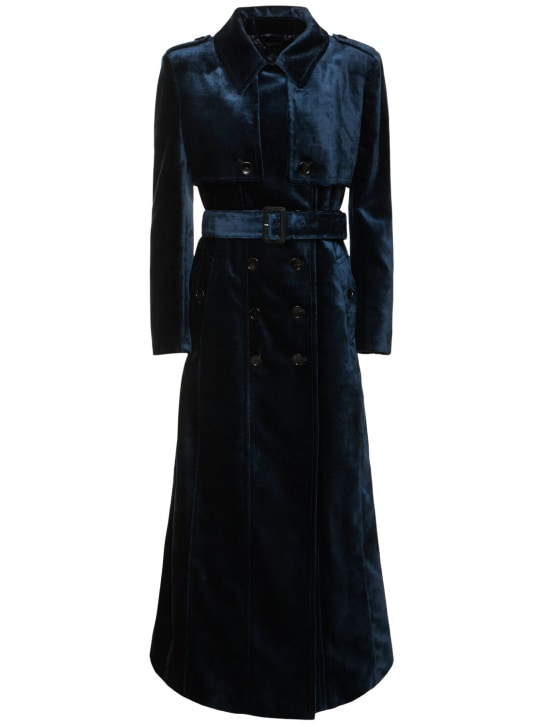 Tom Ford: Slubbed velvet long trench coat - women_0 | Luisa Via Roma