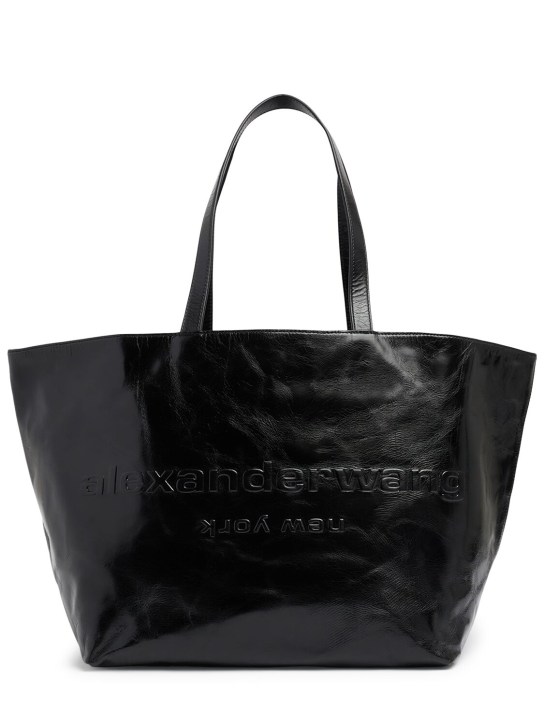 Alexander Wang: Punch crackle patent leather tote bag - Black - women_0 | Luisa Via Roma