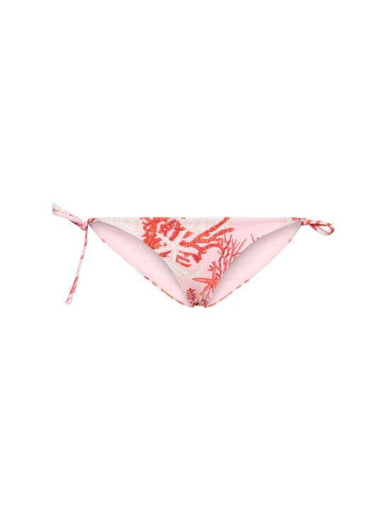 Versace: Slip bikini in lycra stampa corallo - Rosa/Multi - women_0 | Luisa Via Roma