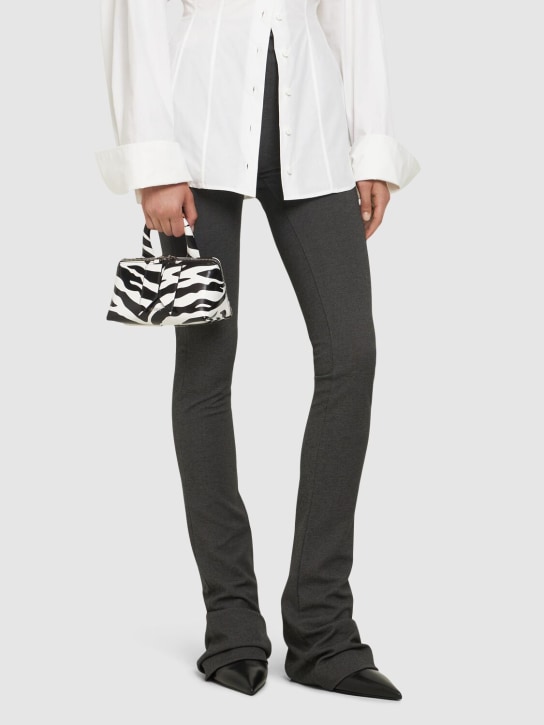 The Attico: Mini Friday leather top handle bag - White/Black - women_1 | Luisa Via Roma