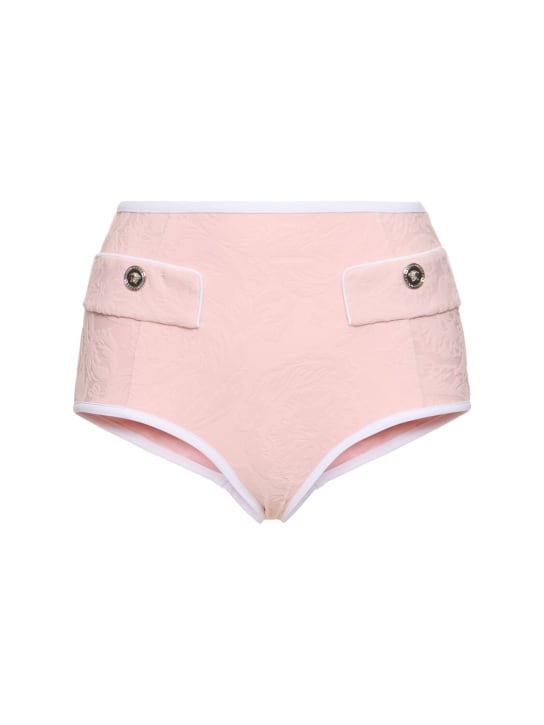 Versace: Baroque jacquard terry bikini bottoms - Pink - women_0 | Luisa Via Roma