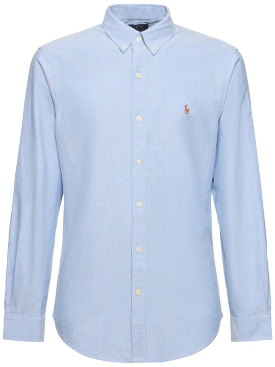 Polo Ralph Lauren: Sponged cotton classic Oxford shirt - Mavi - men_0 | Luisa Via Roma
