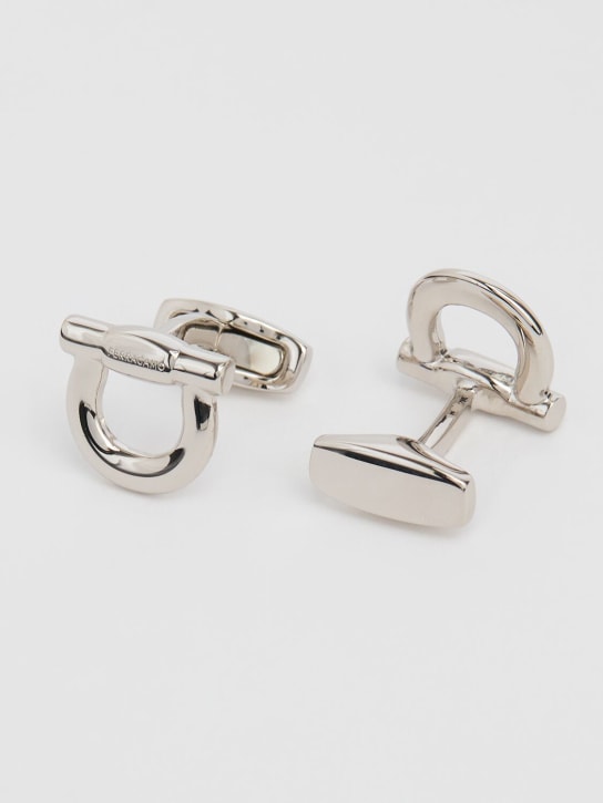 Ferragamo: Boutons de manchettes Gancio - Platine - men_0 | Luisa Via Roma