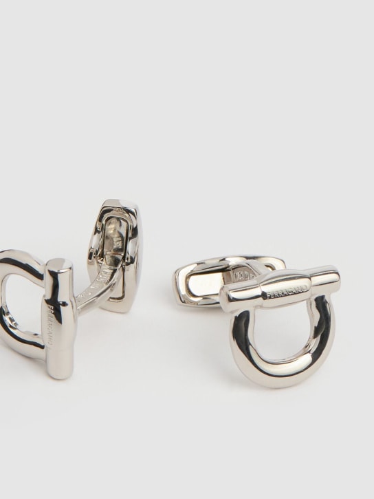 Ferragamo: Boutons de manchettes Gancio - Platine - men_1 | Luisa Via Roma