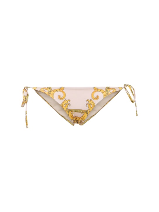 Versace: Braguitas de bikini de lycra estampado - Oro/Multi - women_0 | Luisa Via Roma