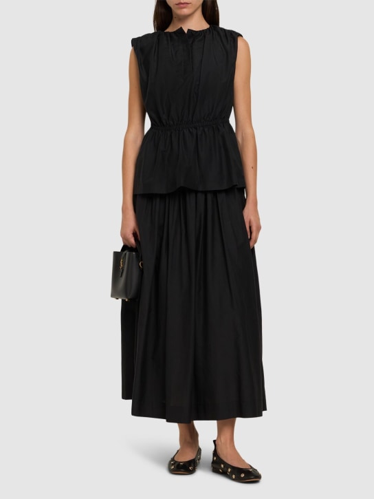 Loulou Studio: Artemis cotton & silk long skirt - Black - women_1 | Luisa Via Roma