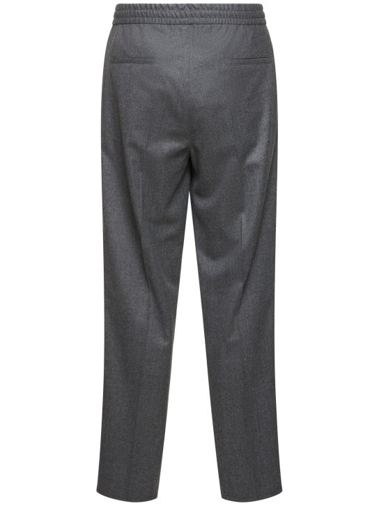 Brunello Cucinelli: Wool flannel jogger pants - Grey - men_4 | Luisa Via Roma