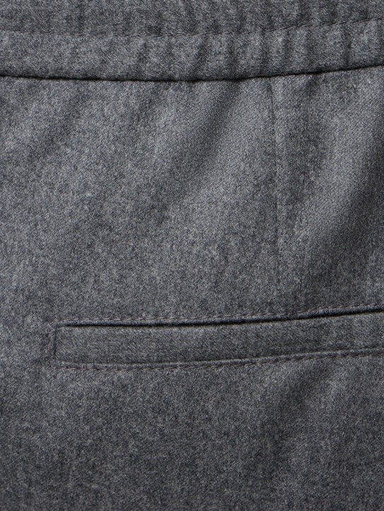 Brunello Cucinelli: Wool flannel jogger pants - Grey - men_1 | Luisa Via Roma