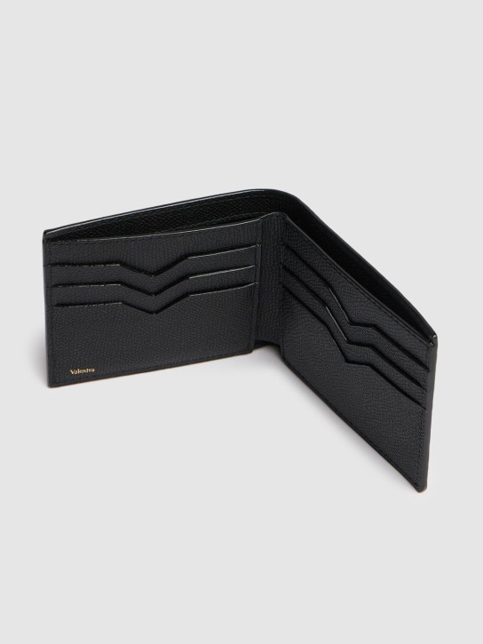 Valextra: Leather bifold wallet - Siyah - men_1 | Luisa Via Roma