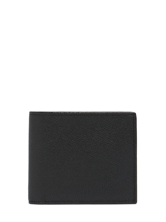 Valextra: Leather bifold wallet - Siyah - men_0 | Luisa Via Roma