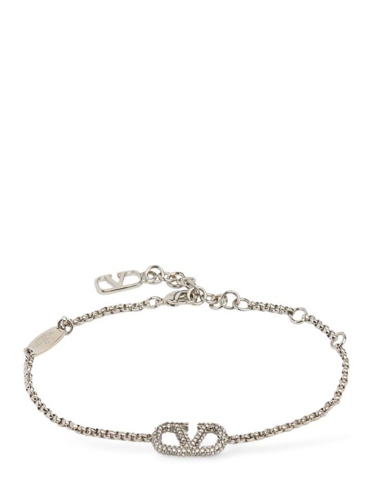 Valentino Garavani: Vlogo signature crystal bracelet - Silver - women_0 | Luisa Via Roma