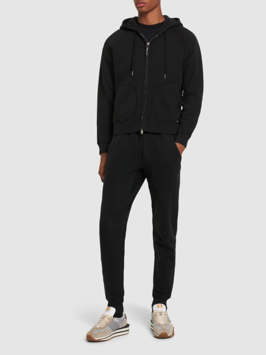 Tom Ford: Vintage garment zip hoodie - Black - men_1 | Luisa Via Roma