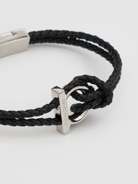 Ferragamo: 17cm Gancio braided leather bracelet - men_2 | Luisa Via Roma