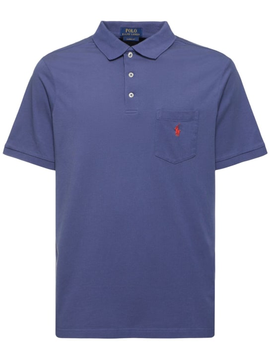 Polo Ralph Lauren: Verblasstes Poloshirt mit Brusttasche - Blu Navy Hell - men_0 | Luisa Via Roma