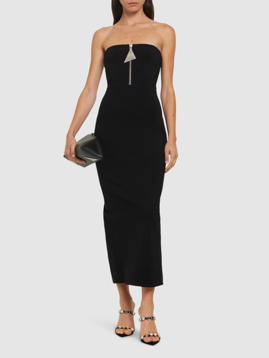 The Attico: Strapless zip-up midi dress - Black - women_1 | Luisa Via Roma
