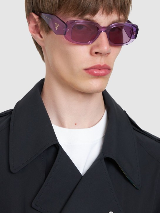 Prada: Square acetate sunglasses - Pink - men_2 | Luisa Via Roma