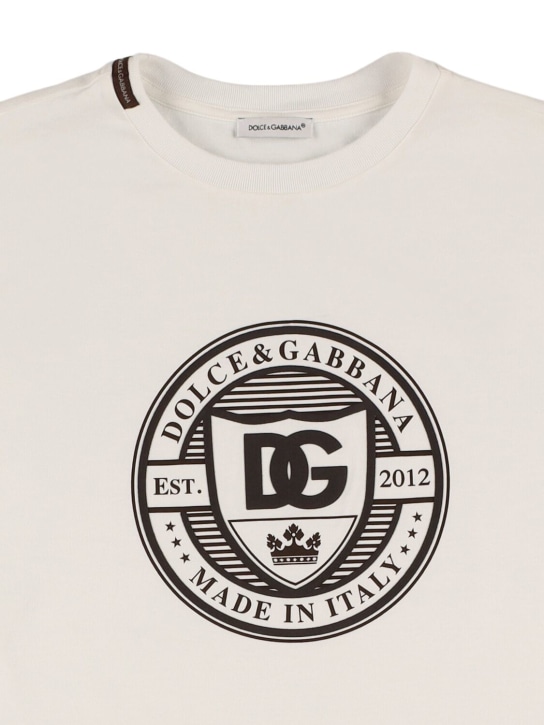 Dolce&Gabbana: Bedrucktes T-Shirt aus Baumwolljersey - Weiß - kids-girls_1 | Luisa Via Roma