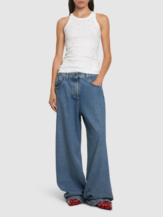 The Attico: Low rise wide jeans - Mavi - women_1 | Luisa Via Roma