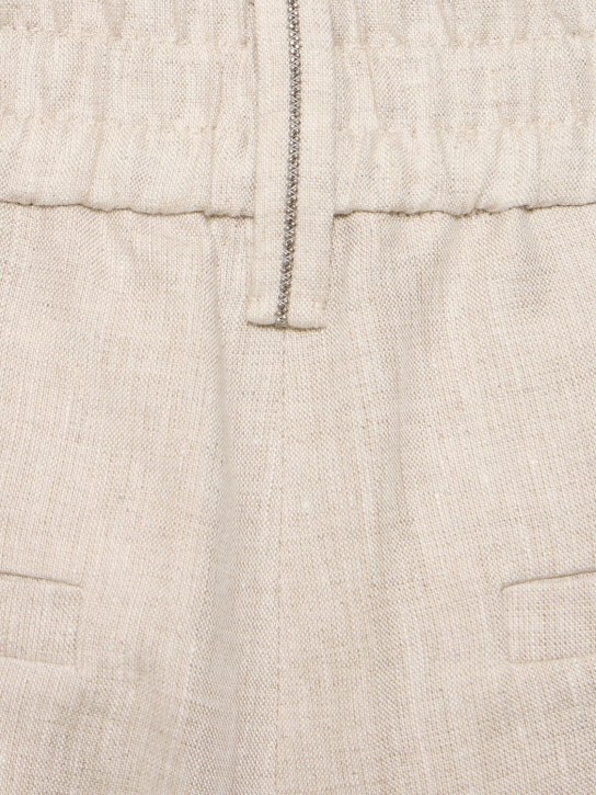 Brunello Cucinelli: 亚麻百慕大短裤 - 浅米黄色 - women_3 | Luisa Via Roma