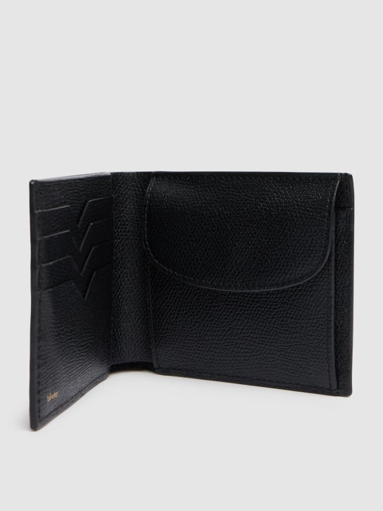 Valextra: Logo leather wallet - Black - men_1 | Luisa Via Roma