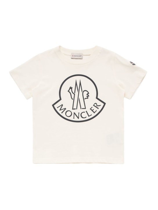 Moncler: Logo cotton t-shirt - White - kids-boys_0 | Luisa Via Roma