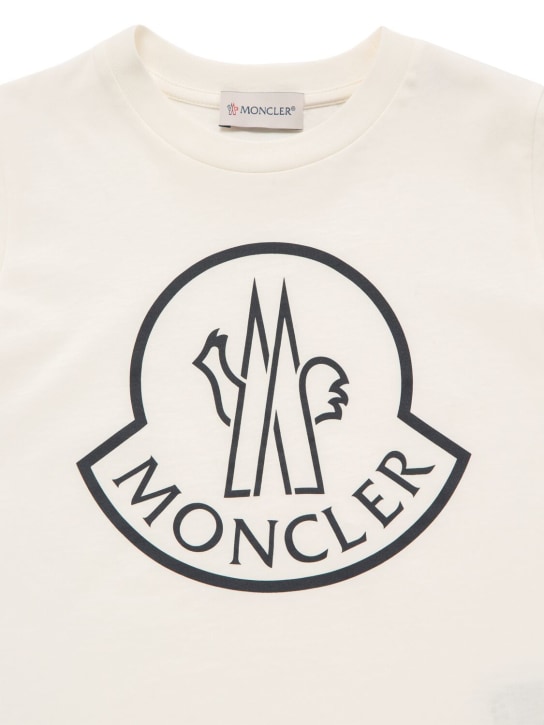 Moncler: Logo cotton t-shirt - Beyaz - kids-boys_1 | Luisa Via Roma