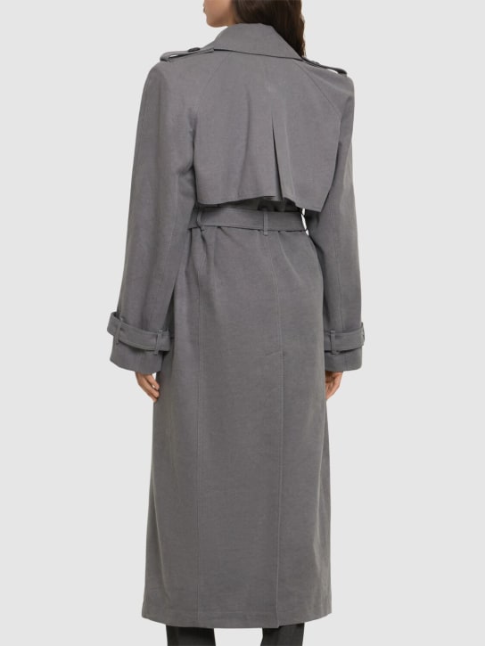 The Attico: Belted long trench coat - Grey - women_2 | Luisa Via Roma
