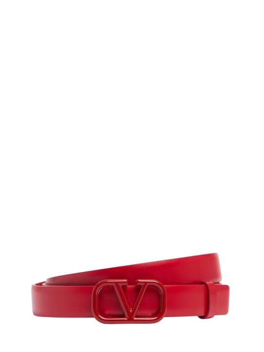Valentino Garavani: 20mm breiter Ledergürtel mit Vlogo - Rouge Pure - women_0 | Luisa Via Roma