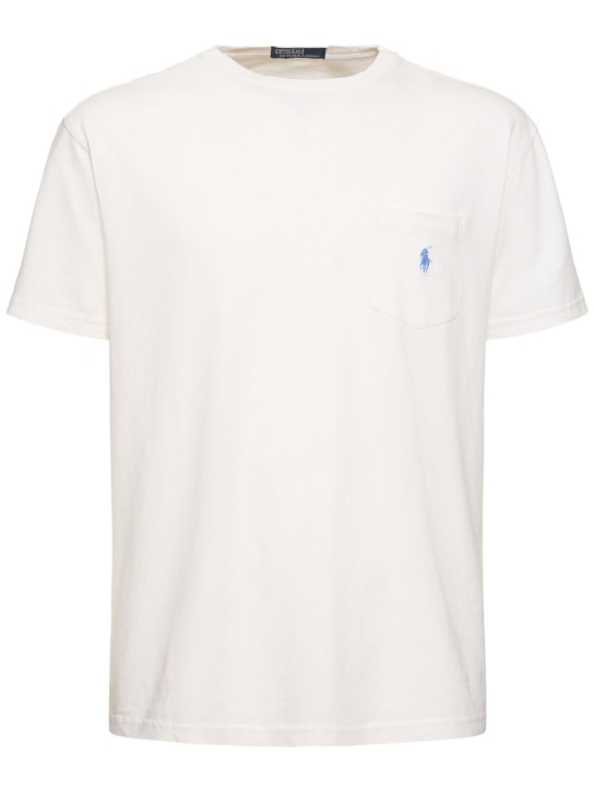 Polo Ralph Lauren: T-shirt sbiadita in cotone e lino con tasca - Ceramic White - men_0 | Luisa Via Roma