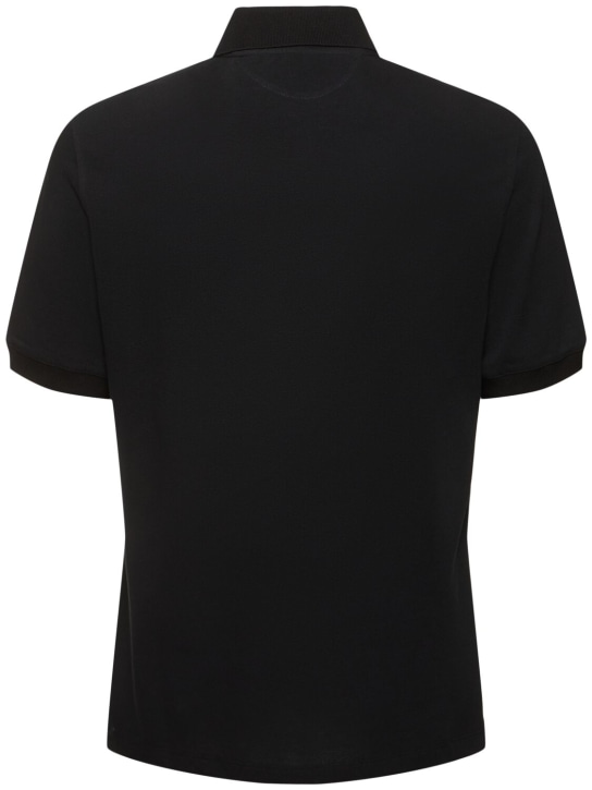 Brunello Cucinelli: Cotton piquet polo - Black - men_4 | Luisa Via Roma