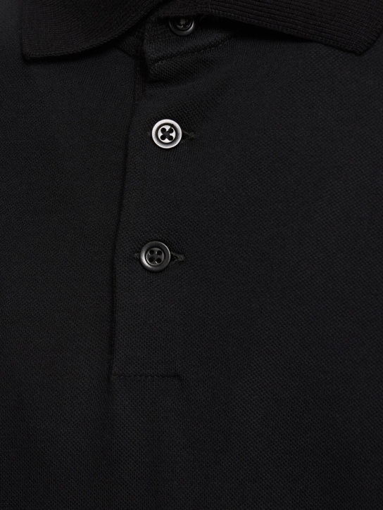 Brunello Cucinelli: Cotton piquet polo - Black - men_3 | Luisa Via Roma