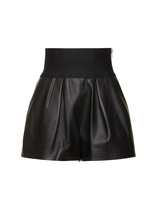 Alexander Wang: Safari leather shorts - Black - women_0 | Luisa Via Roma
