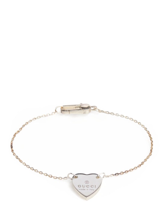 Gucci: Logo heart chain bracelet - Gümüş - women_0 | Luisa Via Roma