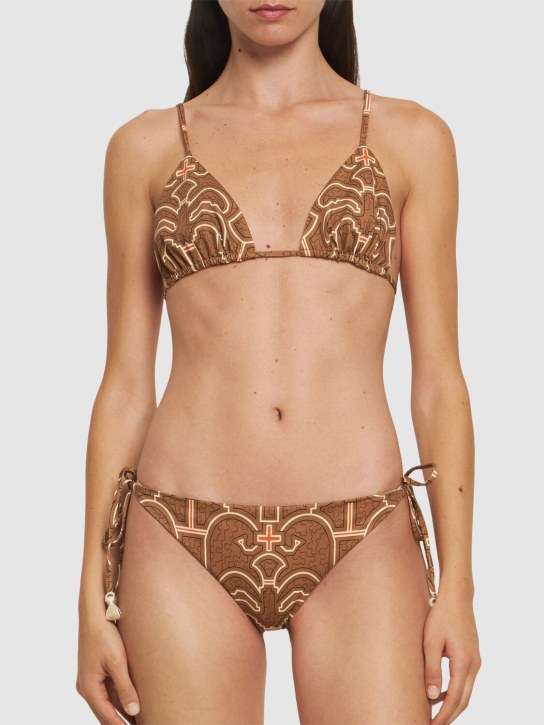 Johanna Ortiz: Palms Konibo triangle bikini top - Kahverengi/Bej - women_1 | Luisa Via Roma