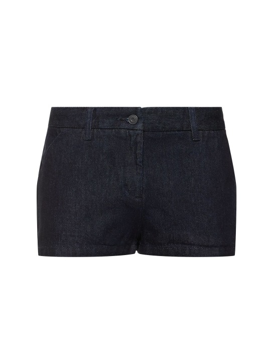 The Frankie Shop: Kate cotton denim mini shorts - Blue - women_0 | Luisa Via Roma