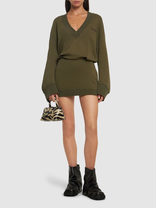 The Attico: Long sleeve mini sweatshirt dress - Green - women_1 | Luisa Via Roma