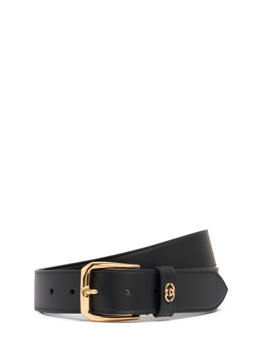 Gucci: Cinturón de piel 3.5cm - Negro - men_0 | Luisa Via Roma