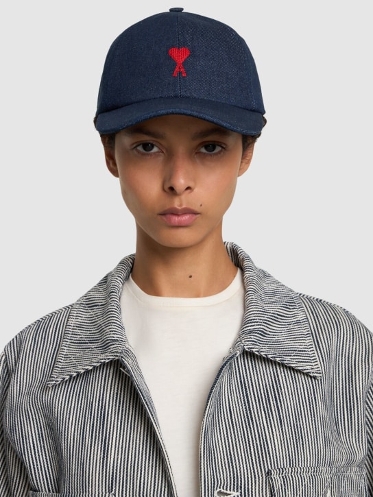 AMI Paris: ADC cotton baseball hat - Indigo - women_1 | Luisa Via Roma