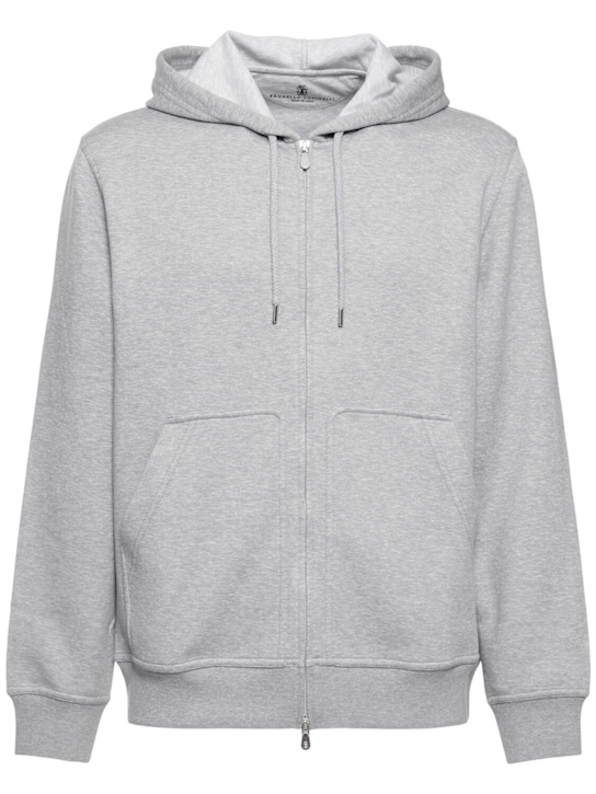 Brunello Cucinelli: Leisure zipped sweatshirt - Grey - men_0 | Luisa Via Roma