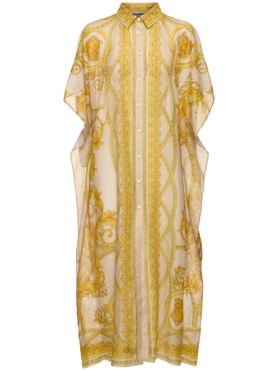 Versace: Printed cotton & silk beach robe - women_0 | Luisa Via Roma
