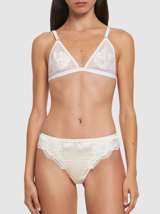Dolce&Gabbana: Slip in raso di seta con dettagli in pizzo - Bianco - women_1 | Luisa Via Roma
