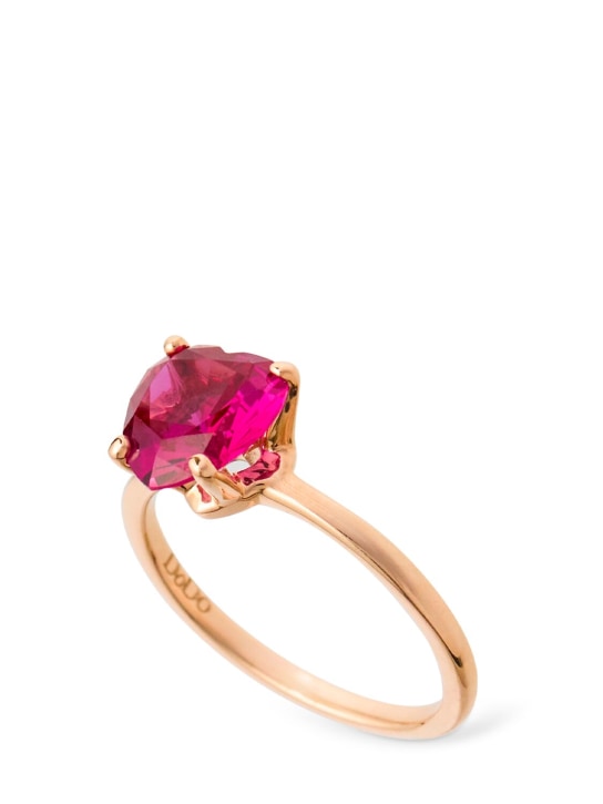 DoDo: 9kt Rose gold heart synthetic ruby ring - women_0 | Luisa Via Roma