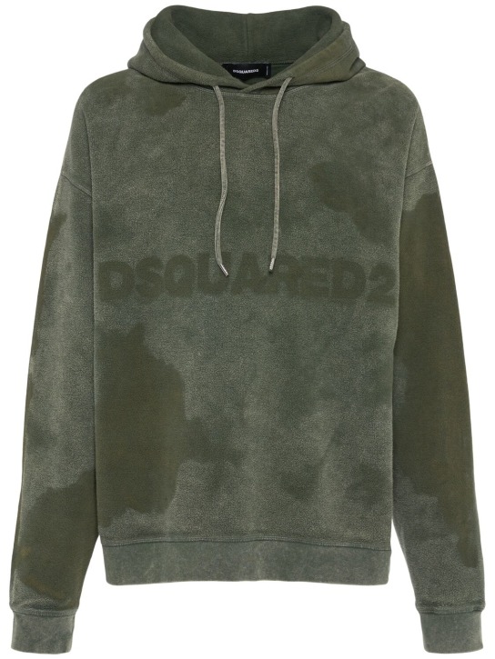 Dsquared2: Relaxed fit cotton hoodie - Asker Yeşili - men_0 | Luisa Via Roma