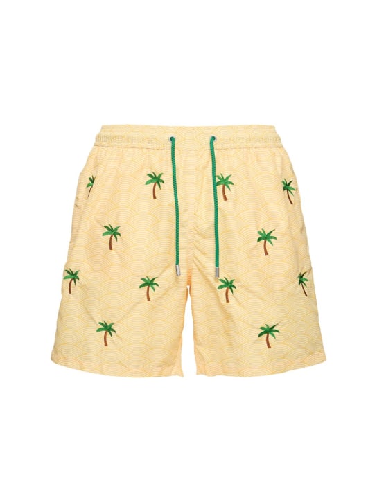 Mc2 Saint Barth: 棕榈树刺绣超轻沙滩裤 - 黄色/绿色 - men_0 | Luisa Via Roma