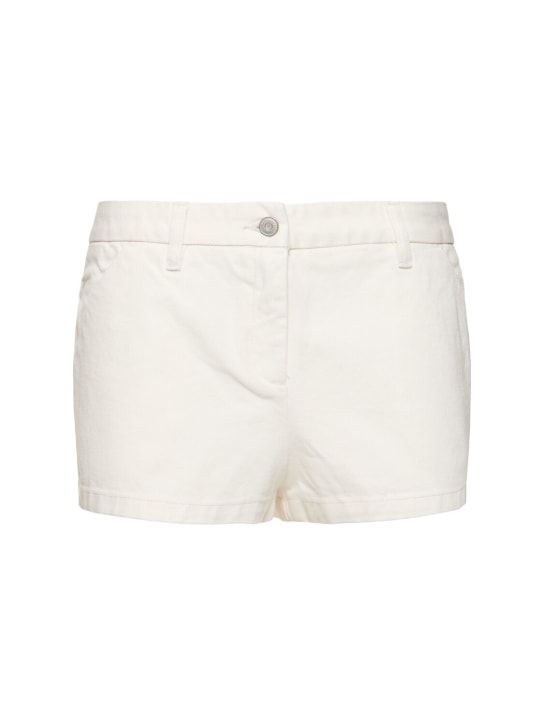 The Frankie Shop: Kate cotton denim mini shorts - White - women_0 | Luisa Via Roma