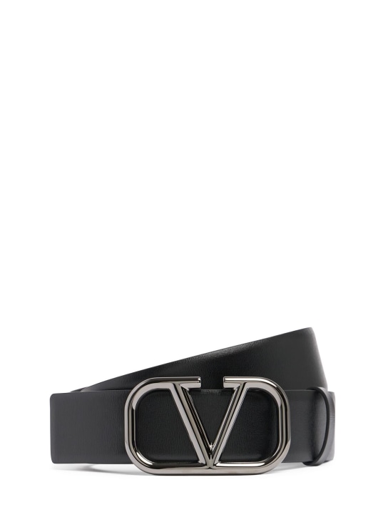 Valentino Garavani: 40mm Vlogo signature belt - Black - men_0 | Luisa Via Roma